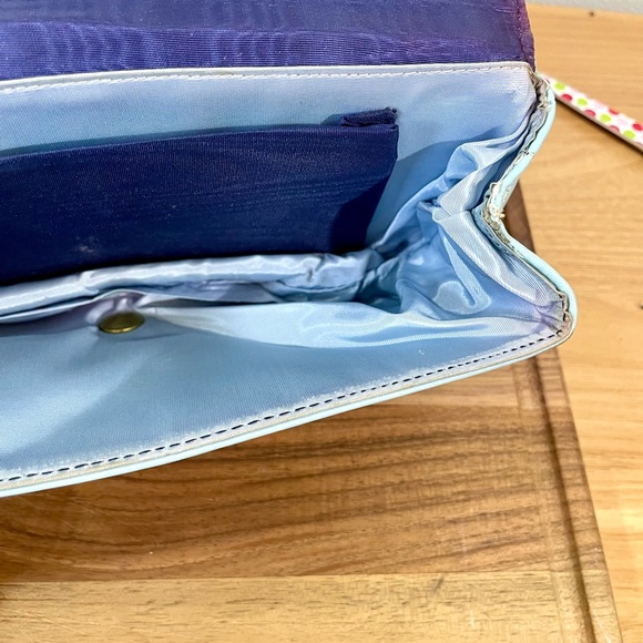 Vtg Clutchette Sleek Structured  Clutch Minimalist Robins Egg Blue Modern Preppy - Picture 6 of 15